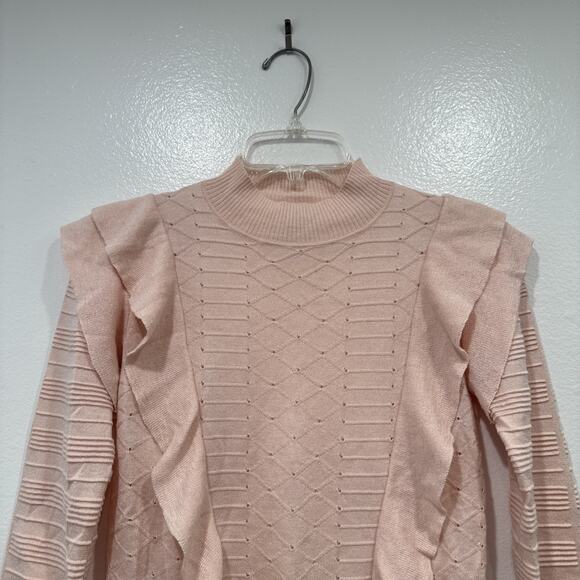 Madeline Thompson Silk Cashmere Sweater Womens Size Small Knit Peach Pink Ruffle - Picture 2 of 8
